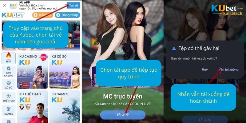 Các bước tải app Kubet cho HĐH Android