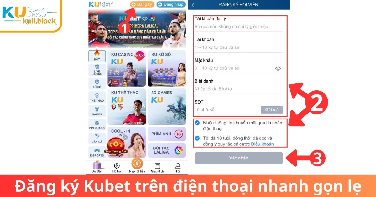 Đăng ký Kubet trên điện thoại nhanh gọn lẹ