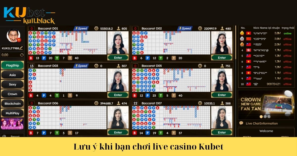 Lưu ý quan trọng khi chơi live casino Kubet bạn cần biết