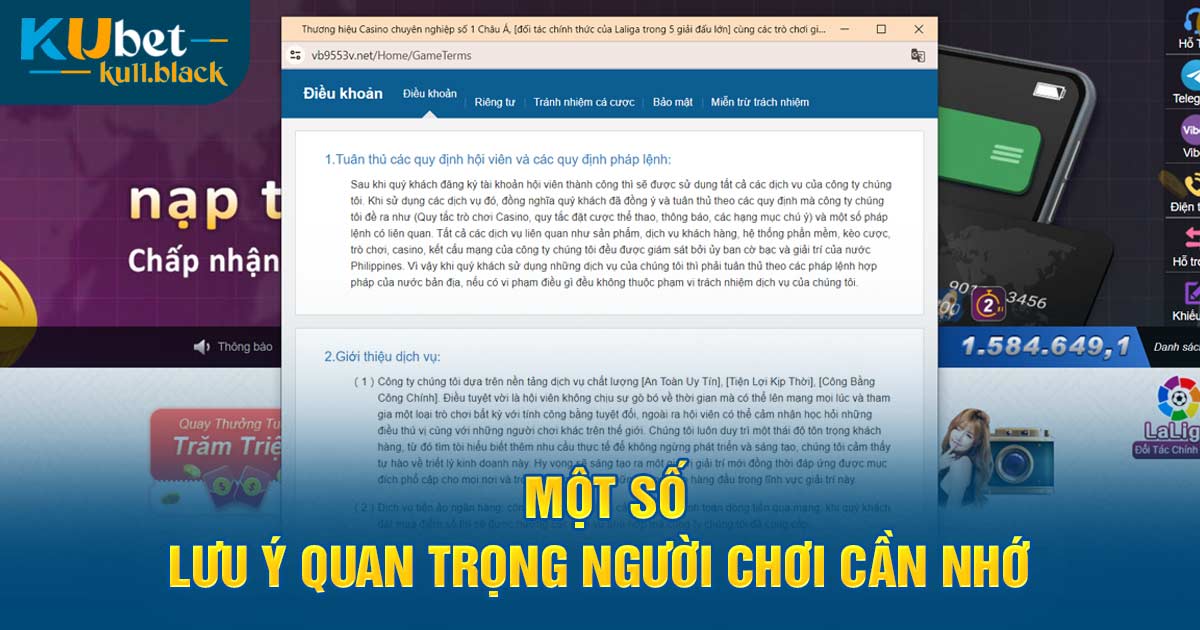 Một số lưu ý quan trọng người chơi cần nhớ 